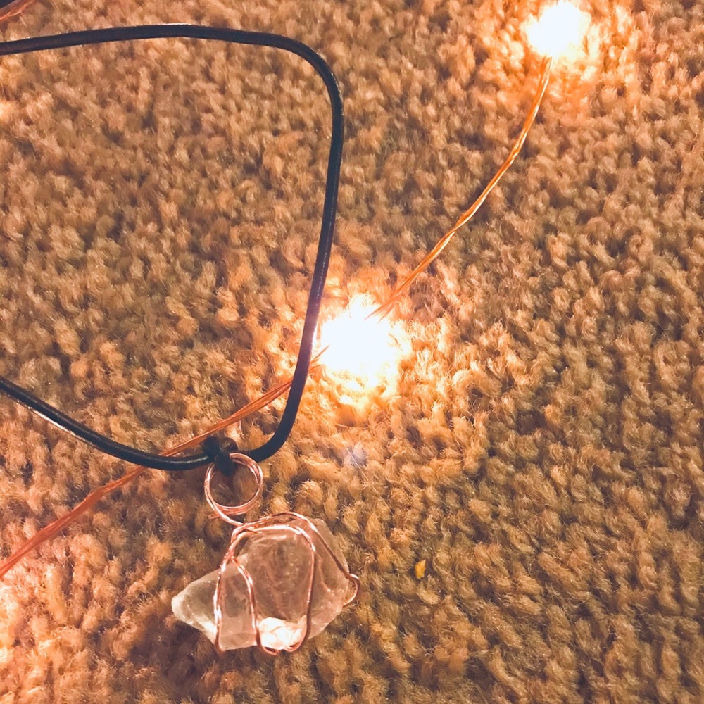 Wire wrapped stone necklace